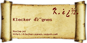 Klecker Ágnes névjegykártya