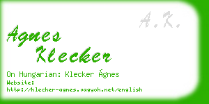 agnes klecker business card